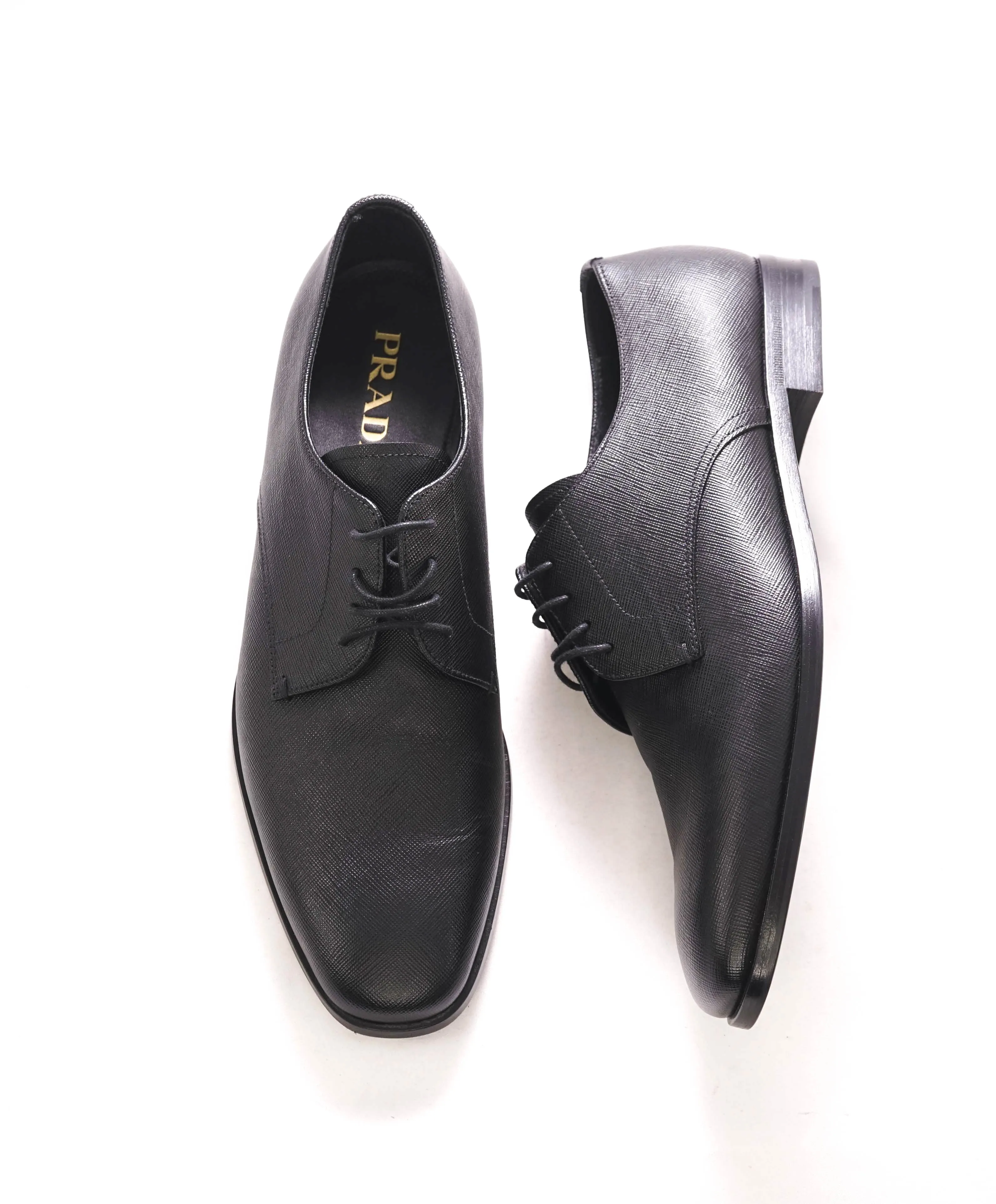 $950 PRADA - Black Saffiano Leather Derby / Oxfords - 10.5US (9.5 Prada)