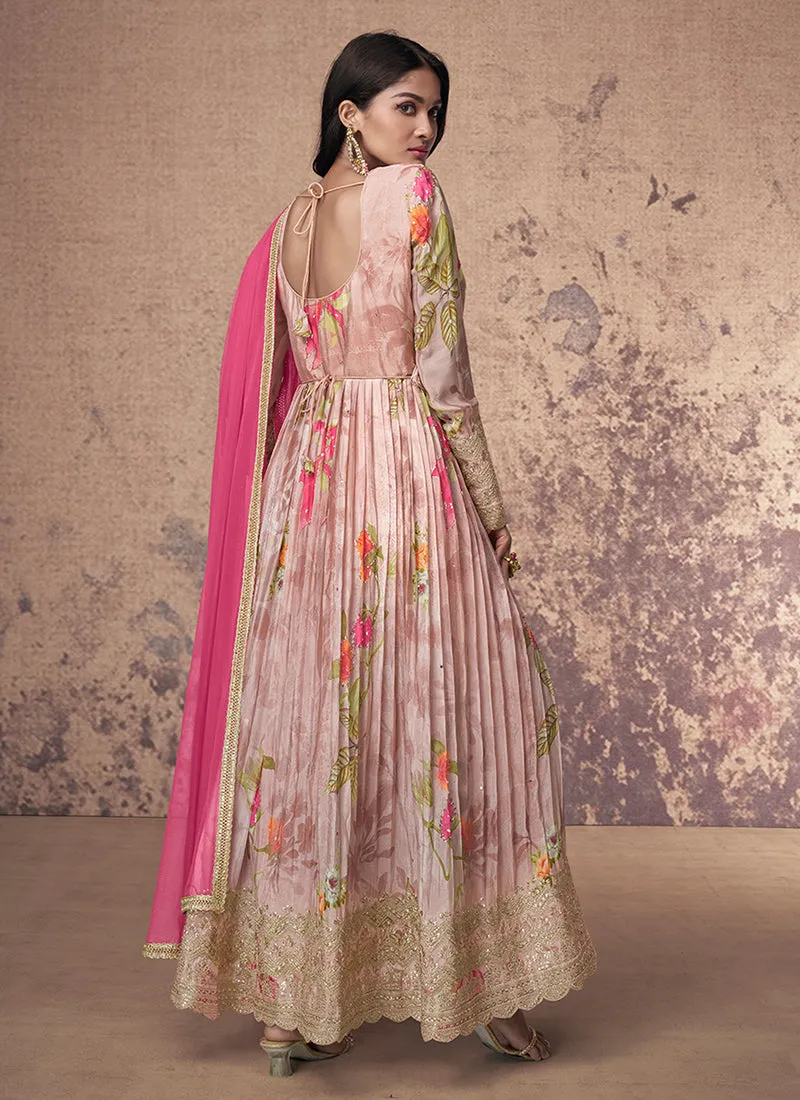 Blush Pink Embroidered Slit Style Anarkali Suit