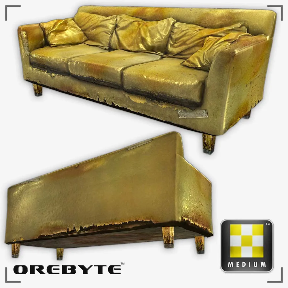 Couch Sofa Yellow 01