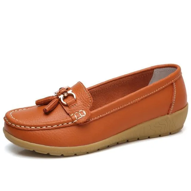 Flats Woman Cow Leather Flats Women Slip On Women's Loafers