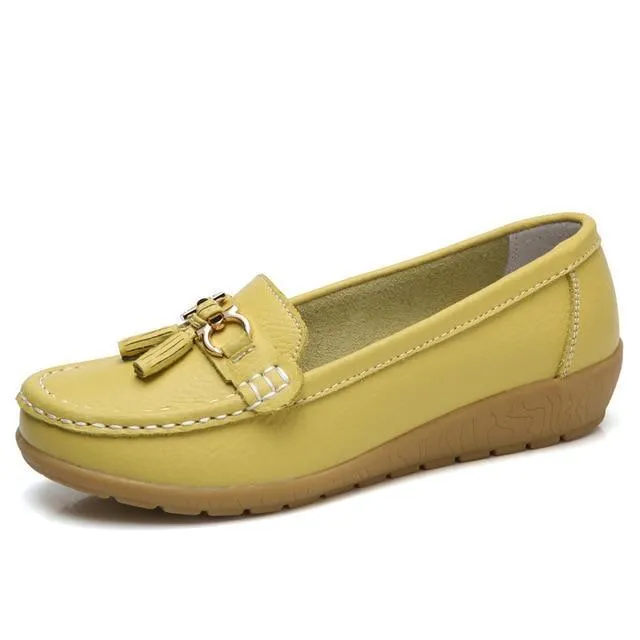 Flats Woman Cow Leather Flats Women Slip On Women's Loafers
