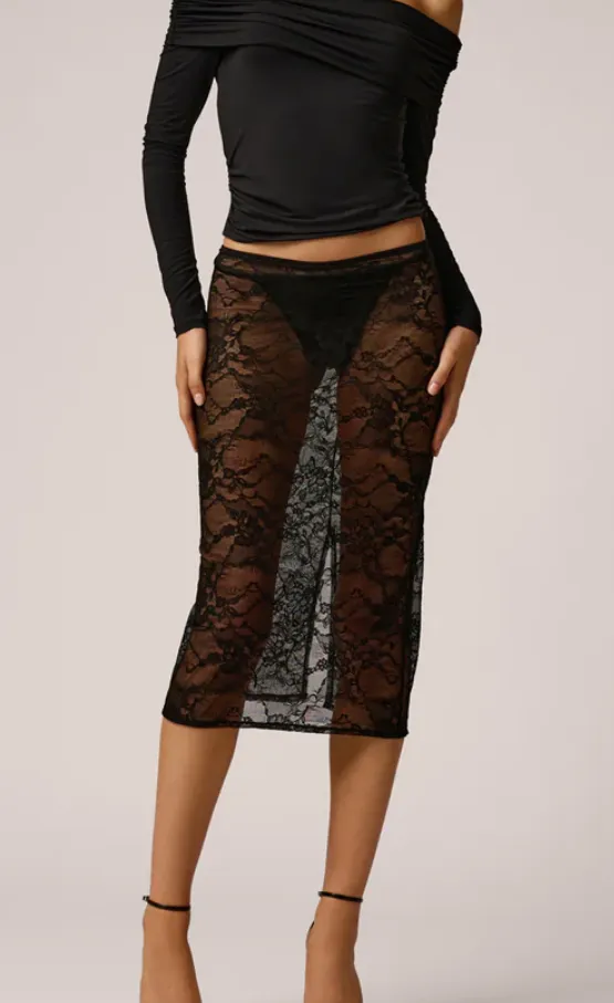 KIKI DE MONTPARNASSE Trieze Lace Slip Skirt