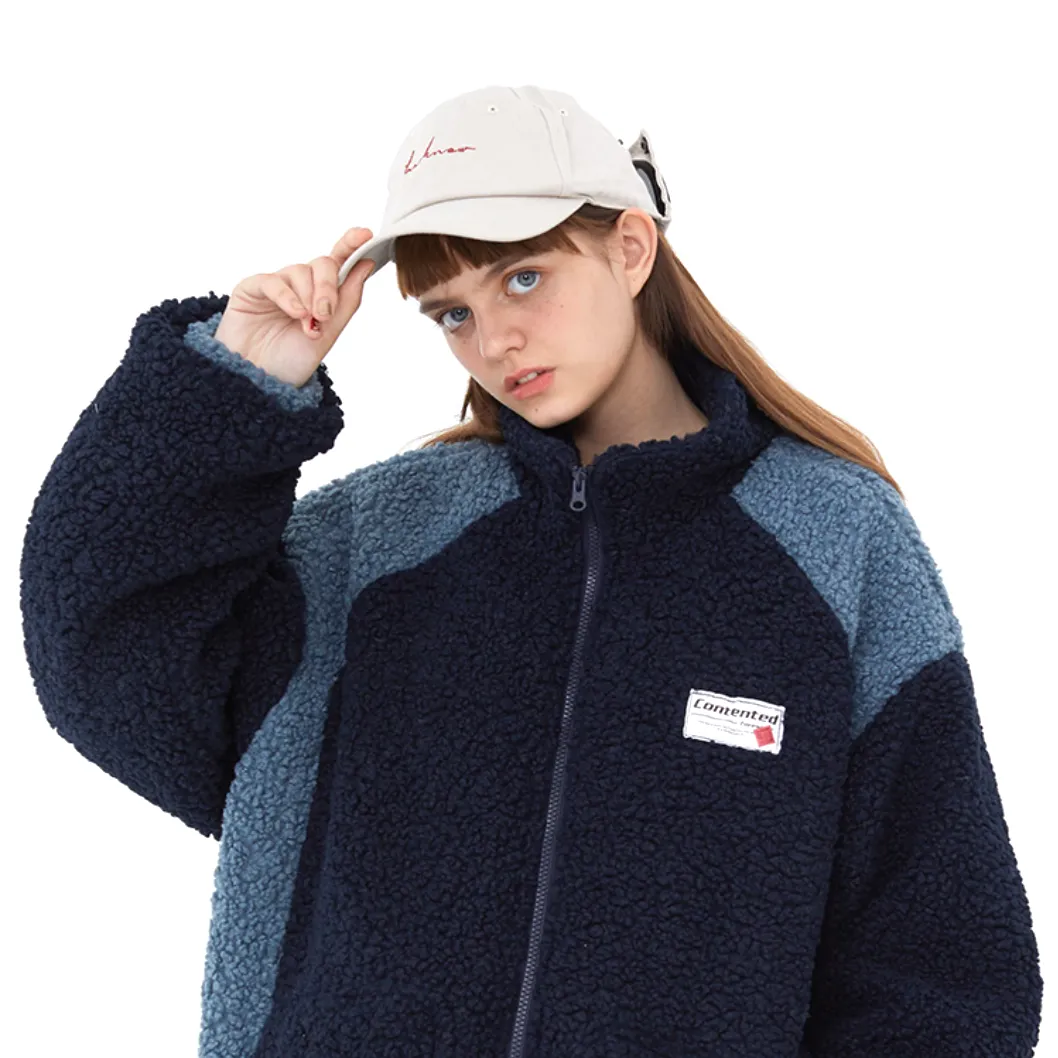 "CONTENTED" Pull Gilet à Zip Fourrure mouton Noir - URB1™