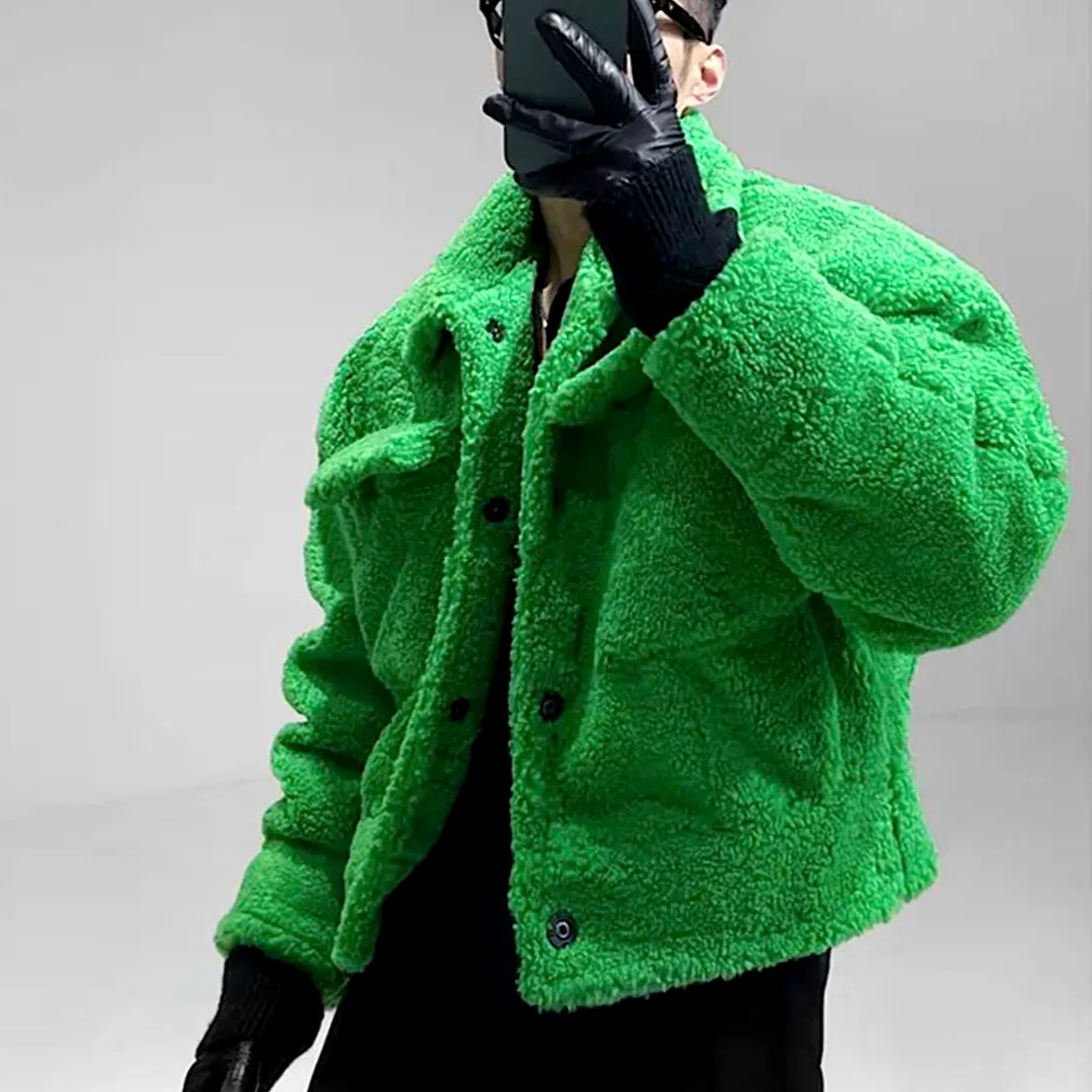 "JCKD" Manteau Veste Imitation Mouton Vert - URB1™