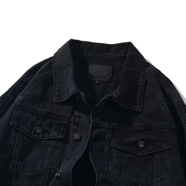 "TURN" Veste en Jean Denim Noir Streetwear - URB1™