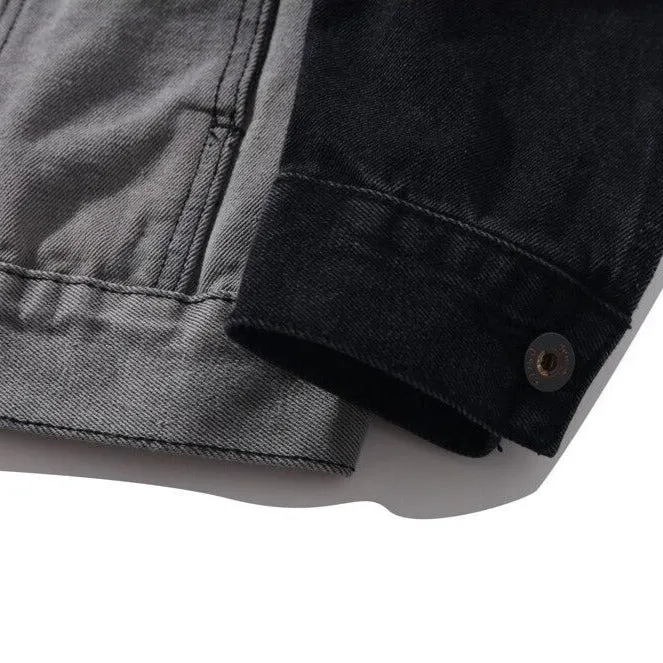 "TURN" Veste en Jean Denim Noir Streetwear - URB1™