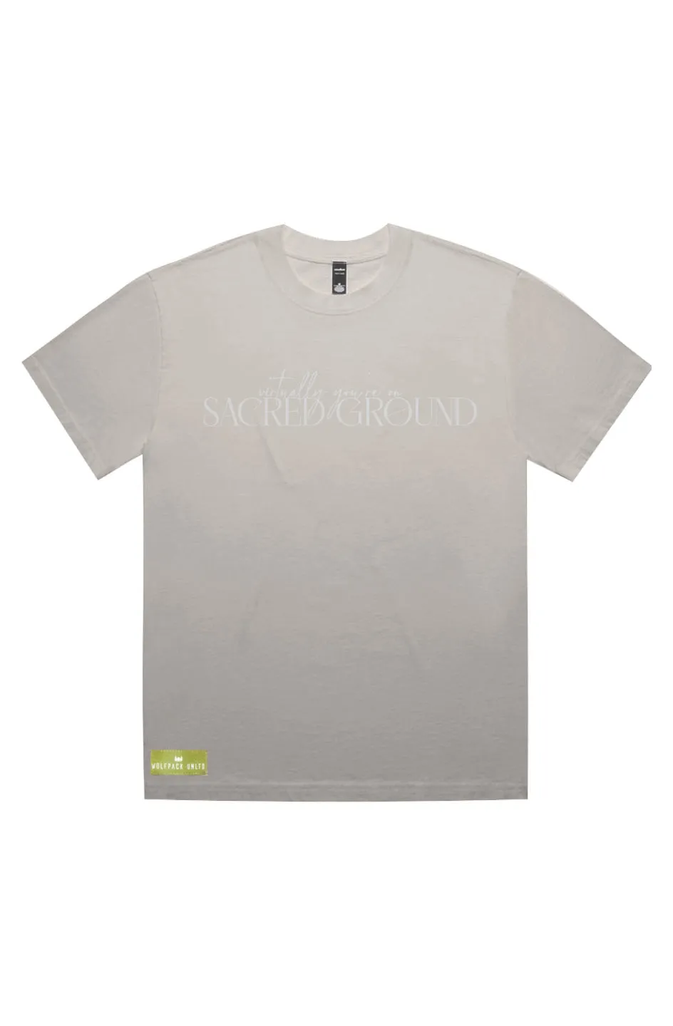 THE DEN UNLTD ( SACRED GROUND "FADED" T-SHIRT) WHITE TEXT